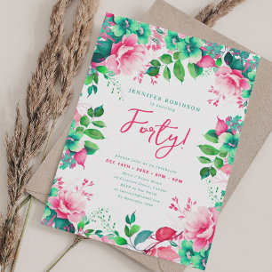 Eleganter Frühlingsflora 40. Geburtstag Einladung