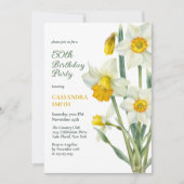 Eleganter Frühlingsgelber affodil floraler Geburts Einladung (Vorderseite)