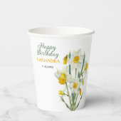 Eleganter Frühlingsgelber affodil floraler Geburts Pappbecher (Rückseite)