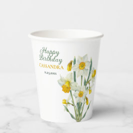 Eleganter Frühlingsgelber affodil floraler Geburts Pappbecher