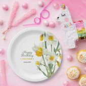 Eleganter Frühlingsgelber affodil floraler Geburts Pappteller (Party)