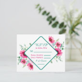 Eleganter Frühlingsrosa Blütenhochzeit RSVP Einladung (Stehend Vorderseite)