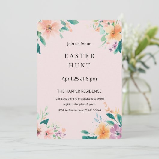 Eleganter Frühlingsrosa Einladung (Stehend Vorderseite)