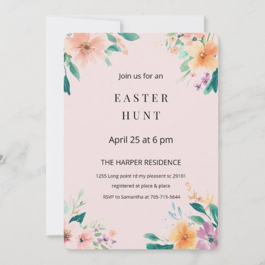 Eleganter Frühlingsrosa Einladung (Vorderseite)