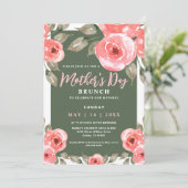 Eleganter Frühlingstag Blumengrün Muttertag Brunch Einladung (Stehend Vorderseite)