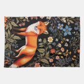 Eleganter Fuchs in Schwarz mit farbenfrohen Blumen Geschirrtuch (Horizontal)