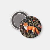 Eleganter Fuchs in Schwarz mit Farbigen Blumen Magnet (Vorderseite/Rückseite)