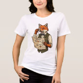 Eleganter Fuchs mit Monokel und Hühner-Menü Tri-Blend Shirt (Vorderseite)