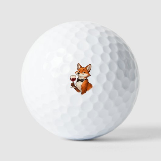 Eleganter Fuchs mit Weinglas Golfball (Vorderseite)