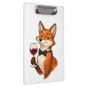 Eleganter Fuchs mit Weinglas Klemmbrett (Rechts)