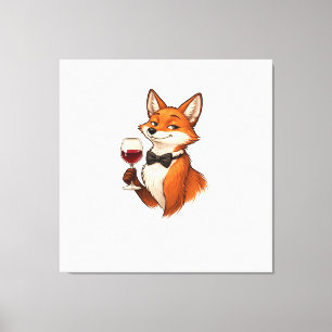 Eleganter Fuchs mit Weinglas  Leinwanddruck