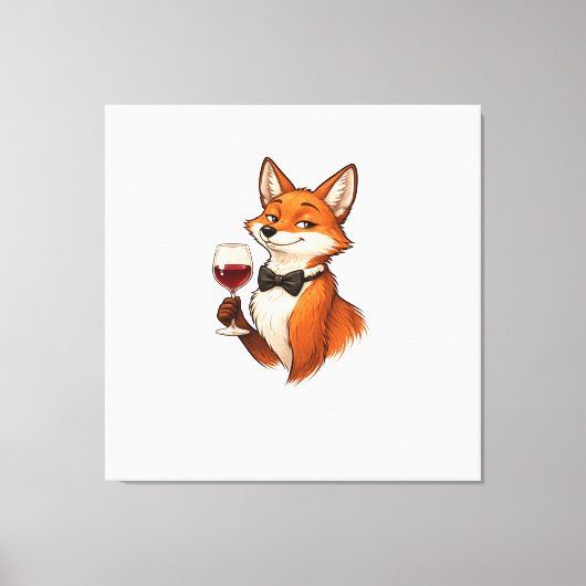 Eleganter Fuchs mit Weinglas Leinwanddruck (Vorderseite)