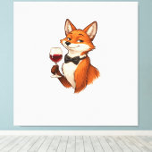 Eleganter Fuchs mit Weinglas Leinwanddruck (Insitu (Holzboden))