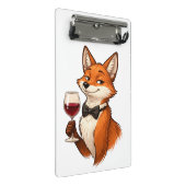 Eleganter Fuchs mit Weinglas Mini Klemmbrett (Schrägansicht)
