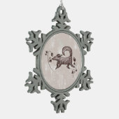 eleganter Fuchs Schneeflocken Zinn-Ornament (Links)