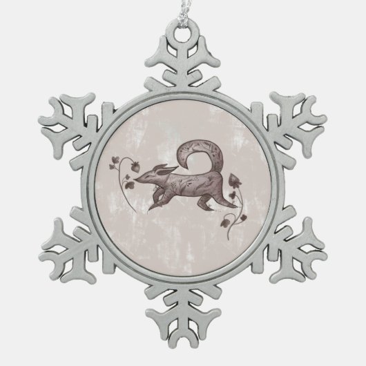 eleganter Fuchs Schneeflocken Zinn-Ornament (Vorderseite)
