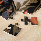 Eleganter Fuchs Schwarzes Farbige Blumenmuster Puzzle (Seite)