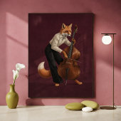 Eleganter Fuchs spielt Cello Musikinstrument Poster