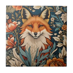 Eleganter Fuchs, William Morris inspiriertes Flora Fliese