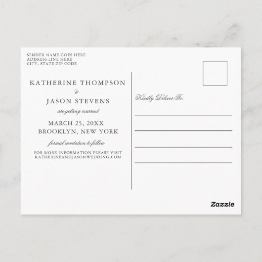 Eleganter Fuchsia Pink Blütenfrühling Save the Dat Postkarte (Rückseite)