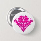 Eleganter Fuchsiendamast auf weiß Button (Vorne & Hinten)