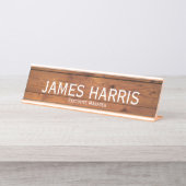 Eleganter Führungskraft-Manager Holztextur 1 Schreibtischnamensplakette (Vorderseite )