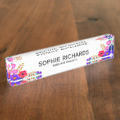 Eleganter Führungskraft-Manager von Red Pink Purpl Namensplakette (Seite)