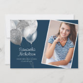 Eleganter Fun Navy Blue Silver Glitzer Uni Trunk Einladung (Vorderseite)