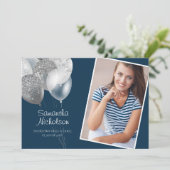 Eleganter Fun Navy Blue Silver Glitzer Uni Trunk Einladung (Stehend Vorderseite)