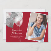 Eleganter Fun Red Silver Glitzer Uni Trunk Einladung (Vorderseite)