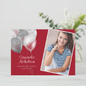 Eleganter Fun Red Silver Glitzer Uni Trunk Einladung (Stehend Vorderseite)