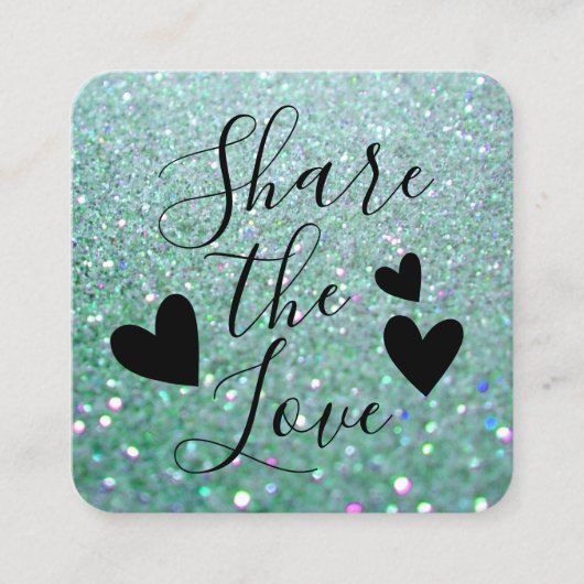 Eleganter Funkelnd Aquamariner grüner Glitzer Empfehlungskarte (Vorderseite)