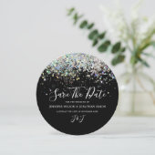 Eleganter Funkelnd Glitzer Black Modern Save The Date (Stehend Vorderseite)