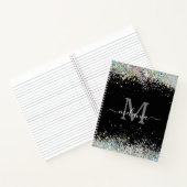 Eleganter Funkelnd Glitzer Black Monogram Notizblock (Innenseite)