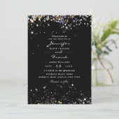 Eleganter Funkelnd Glitzer Black Wedding Einladung (Stehend Vorderseite)