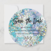 Eleganter Funkelnd Glitzer Blau Aquamarin Save The Date (Vorderseite)