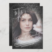 Eleganter Funkelnd Glitzer Foto Quinceañera Einladung (Vorne/Hinten)