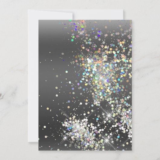 Eleganter Funkelnd Glitzer Metallic Black Einladung (Rückseite)