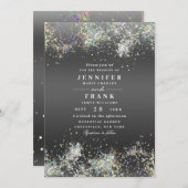 Eleganter Funkelnd Glitzer Metallic Black Einladung (Vorne/Hinten)