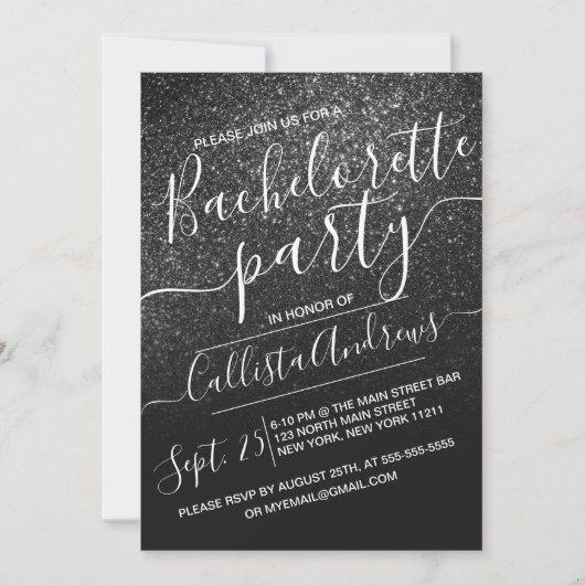 Eleganter Funkelnd Glitzer Ombre Bachelorette Einladung (Vorderseite)