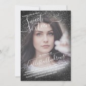 Eleganter Funkelnd Glitzer Ombre Foto Sweet 16 Einladung (Vorderseite)