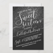 Eleganter Funkelnd Glitzer Ombre Sweet 16 Einladung (Vorderseite)