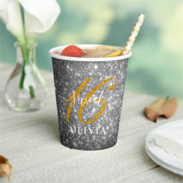 Eleganter Funkelnd Glitzer Sweet 16 Sechzehn Paper Pappbecher