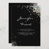 Eleganter Funkelnd holografischer Glitzer Black Mo Einladung (Vorne/Hinten)