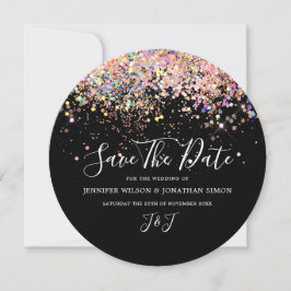 Eleganter Funkelnd-rosa-Glitzer Schwarz Save The Date