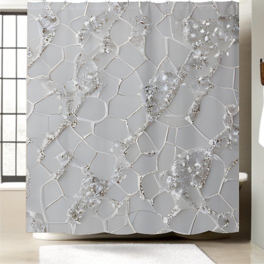 Eleganter funkelnder Duschvorhang in weißer Folge