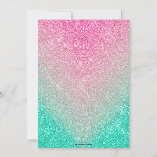 Eleganter funkelnder Glitzer Pink Mint Gradient Einladung (Rückseite)