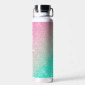 Eleganter funkelnder Glitzer Pink Mint Gradient Trinkflasche (Rückseite)