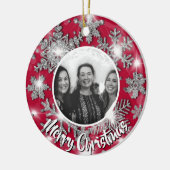 Eleganter funkelnder Glitzer-Schneeflocke personal Keramik Ornament (Links)