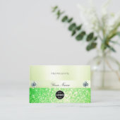 Eleganter funkelnder grüner Glitzer mit Logo Visitenkarte (Stehend Vorderseite)